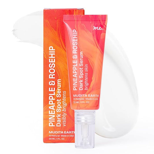 Mudita Earth Pineapple Bright Vitamin C Serum – 1 Fl Oz | Vitamin C & Niacinamide Serum for Acne Scars, Dark Spots & Hyperpigmentation, Glow-Enhancing & Even Tone Support with Rosehip, Hyaluronic Acid