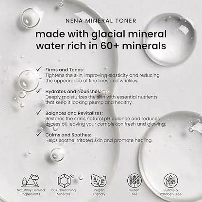 NENA Skincare Mineral Toner - Hydrating Toner for Face with Sodium Hyaluronate and Aloe Vera - Refines Pores, Balances and Plumps Skin - 4 oz