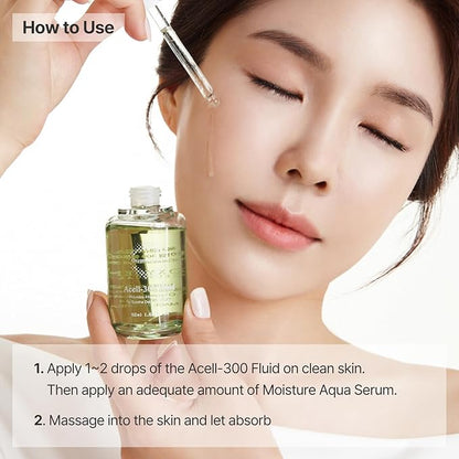 OxygenCeuticals Acell Moisture Kit – Acell-300 Fluid 30ml + Moisture Aqua Serum 30ml, Lightweight Hydrating Ampoule & Serum Duo for Moisture Balance & Sensitive Skin