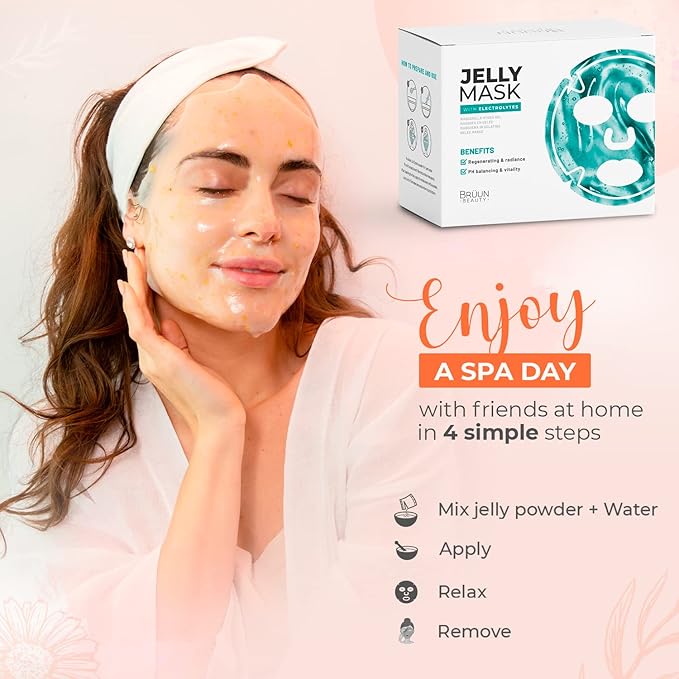 Peel-Off Jelly Mask Premium Modeling "Rubber Mask" Spa Set - 10 Treatments (24k Gold, Lavender, Kiwi, Peppermint, Egyptian Rose, Matcha, Chamomile, Tea tree, Jazmine)