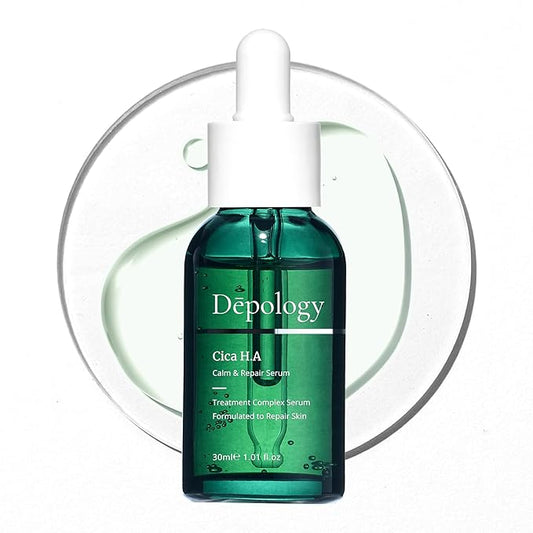 Depology CICA H.A Calm & Repair Serum | Reducing Discomfortable and Sensitivity Face Serum | Hydrating & Replenishing Facial Skin Care Product | Providing Relief from Redness Serum 1.01 fl.Oz