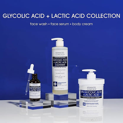 Advanced Clinicals Glycolic Acid Exfoliating Face Wash For Women & Men | Lactic Acid & Salicylic Acid Facial Cleanser | Glycerin Gel Gleanser Helps Gently Exfoliate & Cleanse Dirt & Oil, 2-Pack