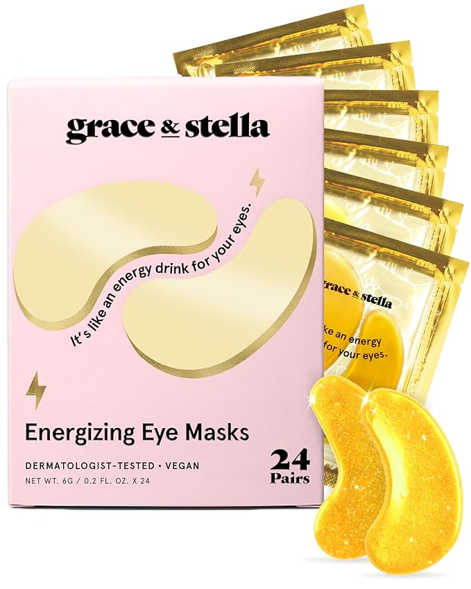 grace & stella Eye Mask Gold 24 Pairs + Hyaluronic Acid Serum Bundle