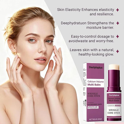 Calcium Volume Multi Balm Stick with Collagen & Natural Oils, Calcium Enriched Formula to Support Skin Firmness, Improve Elasticity & Plumpness, Multi-Action Hydrating Balm for Face, Neck Daily Use