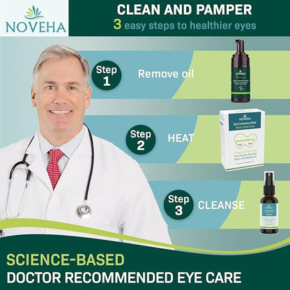 NOVEHA Demodex Eyelid Cleanser Foam | Extra Strength Tea Tree Oil Formula | Daily Face Wash For Eyelash, Demodex, MGD, Stye Eyes, Eye Irritations & Skin Dryness, 3.38 fl. oz. (100ml) - (Pack of 2)