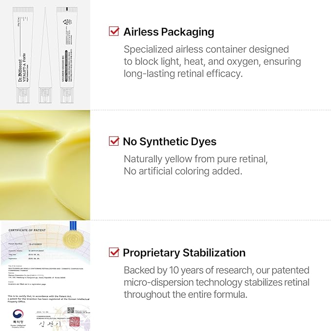 Dr.Different VITALIFT-A Forte Retinal 0.1%, Intensive Anti-Aging Cream for Wrinkle Reduction, Skin Elasticity, Lifting, Firming with Vita A, K-Skincare made by Korean Dermatologist. 0.7oz