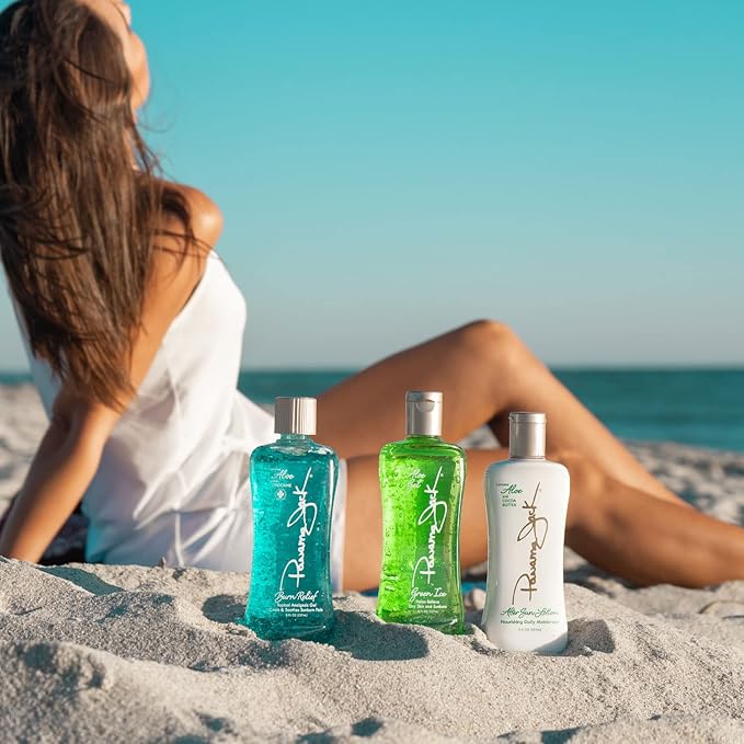 Panama Jack Green Ice Gel - Aloe Vera After Sun Formula Contains No Alcohol, Helps Preserve Tan, Relieves & Moisturizes Dry Skin & Sunburn, 8 FL OZ