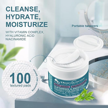 Glycolic Acid 20% Exfoliating Pads – Anti-Aging Face Pads with Vitamins B5, C, E, Allantoin & Niacinamide – Resurfacing, Brightening & Pore Cleansing – 100 Count