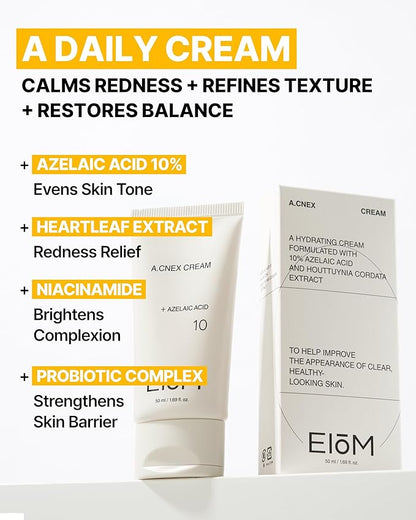 | A.CNEX Hydrating Face Cream, Lightweight Daily Moisturizer with Niacinamide & Heartleaf, Probiotic Complex, Fragrance-Free, 50ml / 1.69 fl oz
