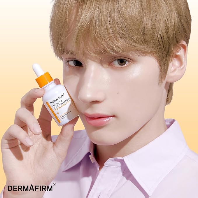 DERMAFIRM Peptology Niacinamide Vitamin C Ampoule - GLASS SKIN with 15% Niacinamide Brightening Ampoule with Glutathione for Dark Spot Correction & Radiance Boost - Korean Skincare 30ml