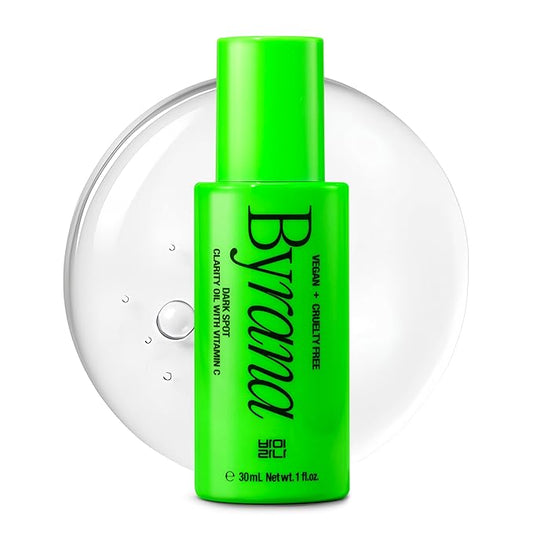 Dark Spot Clarity Oil Serum with Vitamin C for Uneven Tone & Post-Acne Marks – Korean Vegan Skincare with Ginseng Berry, Licorice Root, Arbutin & Tranexamic Acid by BYRANA – 1 oz