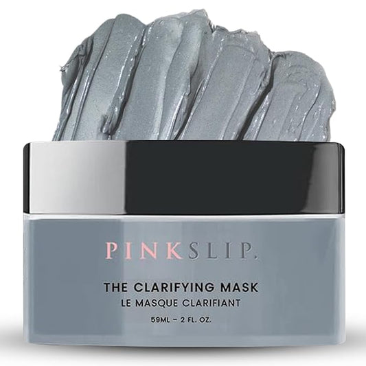 PINKSLIP The Clarifying Face Mask, Adaptogenic, Willow Bark, Holy Basil, Bamboo Stem Extract, Charcoal, Pumice for Pore Cleansing