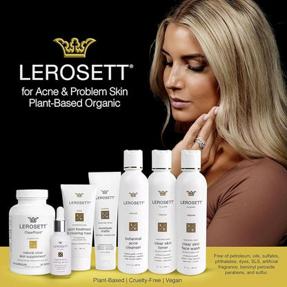 LEROSETT Serum for Acne Scarring Healing, Pimples, Redness, Breakouts, Blemishes, Hydrate & Soothes Irritated Skin, Natural Serum. Spa-Grade, Plant Based, Concentrated - 4 oz