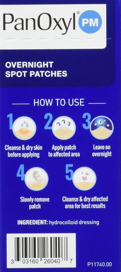 PanOxyl Pm Overnight Spot Patches With Advanced Hydrocolloid Healing Technology, 40 Count (Pack of 3)