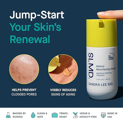 SLMD Resurfacing Retinol Serum with Vitamin C, Hyaluronic Acid & Allantoin | 1.5 fl oz | Retinol Face Serum, Clarifying Night Treatment for Fine Lines, Wrinkles, Dark Spots & Uneven Texture