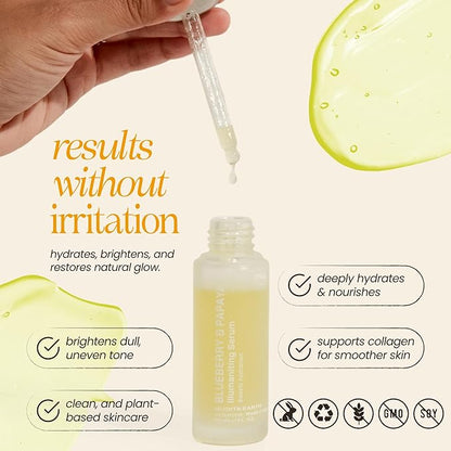 Mudita Earth Hyaluronic Acid Serum + Vitamin B5 for Face – 1 fl oz | Dermatologist-Tested Blueberry & Papaya Glow Serum | Moisturizer, Hydrating & Healthy-Aging Skincare for Acne, Sensitive & Dry Skin