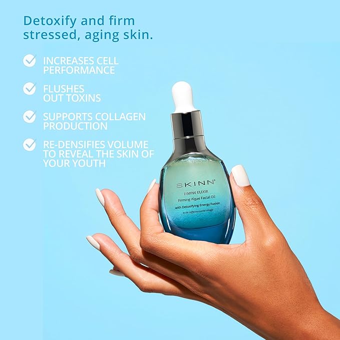 SKINN Firming Algae Oil, Anti Aging Facial Oil for Fine Lines and Wrinkles, 1oz - Lightweight Moisturizer for a Smooth, Glowing, & Healthy-Looking Skin - Hydrating Face Serum for Dry Skin Texture