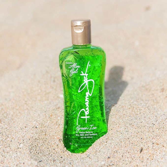 Panama Jack Green Ice Gel - Aloe Vera After Sun Formula Contains No Alcohol, Helps Preserve Tan, Relieves & Moisturizes Dry Skin & Sunburn, 8 FL OZ (Pack of 6)