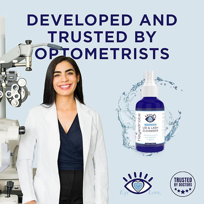 Lid and Lash Cleanser – 4oz Glass Bottle – Pure Hypochlorous Acid Spray for Soothing Dry Eye Irritation – Daily Eyelid & Lash Cleanser