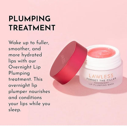 LAWLESS Forget the Filler Lip Mask - Cherry Vanilla - Premium Overnight Lip Plumping Treatment with Natural Ingredients Designed to Plump, Hydrate, and Smooth Lips - 0.28 oz