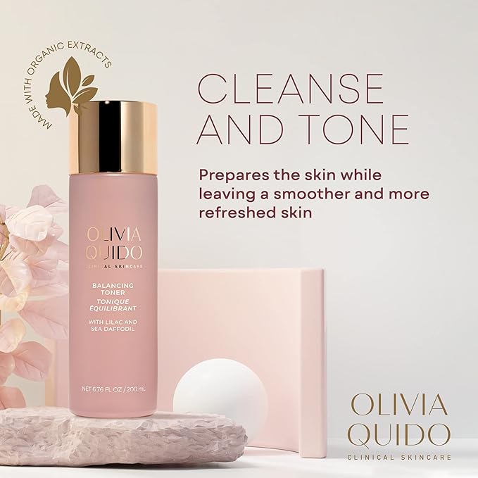 OLIVIA QUIDO Clinical Skincare Balancing Toner with Lilac & Sea Daffodil (6.76 fl.oz.) | Moisturizing and Pore Tightening Cleanser for All Skin Types