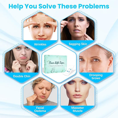 Face Lift Tape, Facelift Tape for Face Invisible, Neck Tape Lift Turkey Neck Skin Tape Facial Tapes for Lifting Loose Sagging Skin, Wrinkles, Jowls, Eyes, Cheek, Double Chin (1 Count (Pack of 200))