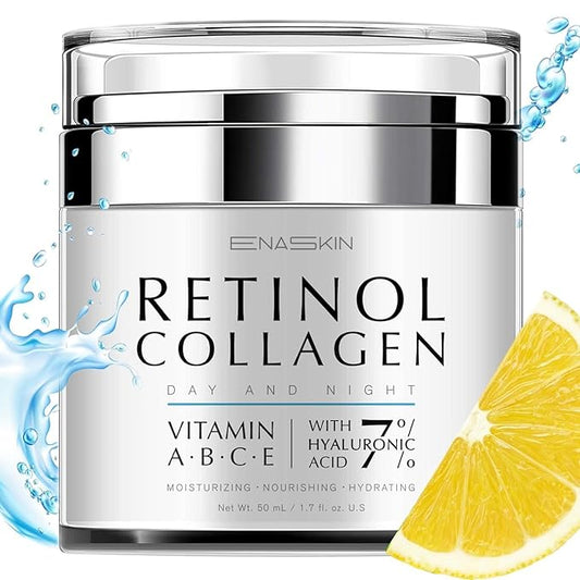 Retinol Anti Aging Face Moisturizer: Wrinkle Cream for Women, Collagen Day Night Repair Cream - Firming, Tightening & Lifting Neck Sagging Skin, 7% Hyaluronic Acid for Max Hydration (1.9 Fl Oz)