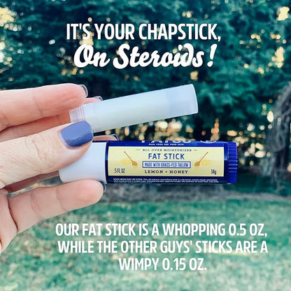 FATCO Fat Stick and All Purpose Moisturizing Stick for Dry Areas on your Face, Lips, and Body - Lemon + Honey (2-Pack)
