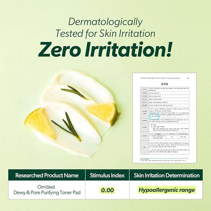 Omitted Fresh Lime Dewy & Pore Purifying Toner Pad - Pore Minimizer & Dead Skin Cells Exfoliator with LHA, Deep Hydration with Triple Hyaluronic Acid, Korean Skin Care, 70 pads, 5.41 fl. oz. (160ml)