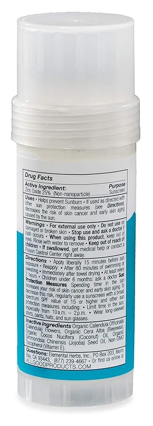All Good Sports Mineral Sunscreen Butter Stick for Face, Nose, Ears - UVA/UVB Broad Spectrum SPF 50, Coral Reef Friendly, Water Resistant, Zinc Oxide, Coconut Oil, Beeswax, Vitamin E (2.75 oz)(2-pack)