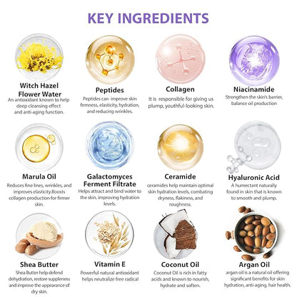 Charcoal Face Sheet Mask Pack, 55Pcs Skin Care Set for Women & Men, Hydrolyzed Real Collagen Mask, Hyaluronic Acid Face Serum, Gel Eye Patches, Gel Lip Mask, Lip Scrub, Christmas, Birthday Gift, Dad