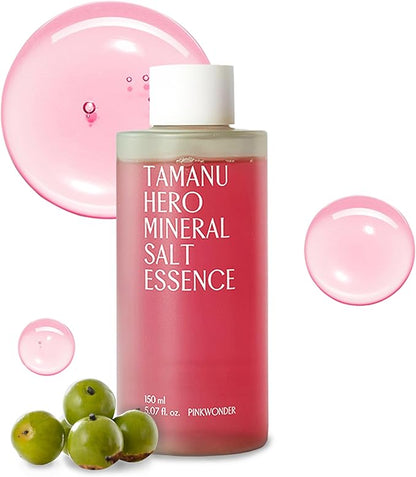 PINKWONDER Tamanu Hero Mineral Salt Essence Toner | All-in-One Blemish Solution | Instant Cooling & Redness Relief | Tamanu Oil & 70+ Minerals for Skin Balance (150ml / 5.07 fl. oz.)