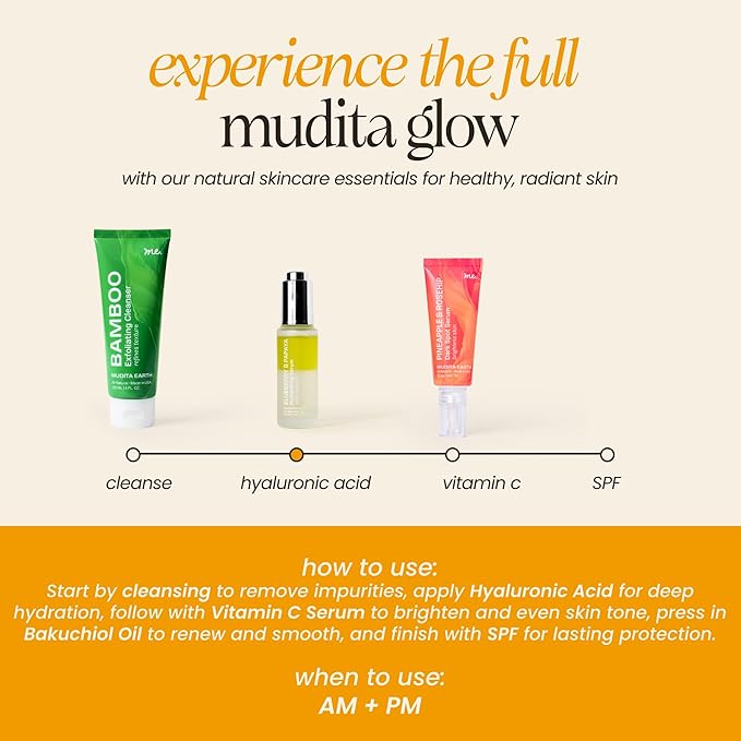 Mudita Earth Hyaluronic Acid Serum + Vitamin B5 for Face – 1 fl oz | Dermatologist-Tested Blueberry & Papaya Glow Serum | Moisturizer, Hydrating & Healthy-Aging Skincare for Acne, Sensitive & Dry Skin
