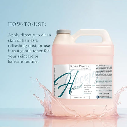 Rose Hydrosol Spray Cleansing Non GMO Facial Toner for Face Body Locs Rose Water Hydrating Face Mist, for Hydration Pure & Natural Hydrosol for All Skin Types - COCOJOJO - Bulk 128 OZ - 1 Gallon