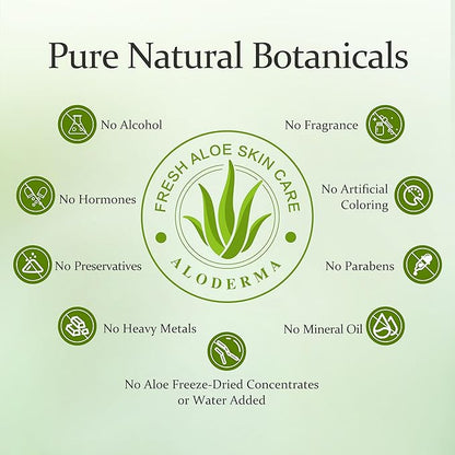 Aloderma 99% Organic Aloe Vera Gel for Face Made within 12 Hours of Harvest, Natural Hydrating Pure Aloe Vera Gel for Soothing Skincare, Moisturizing Aloe for Skin, Face, Sensitive Skin, 4oz - 6ct