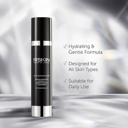 111SKIN Black Diamond Vitamin C Cleanser Face Wash for All Skin Types, Foaming Facial Cleanser with Peptidic Microalgae Complex for Dull Uneven Skin Tone & Dark Spots 3.4 fl oz