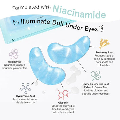 grace & stella Award Winning Under Eye Mask Reduce Dark Circles, Puffy Eyes, Undereye Bags, Wrinkles, Gel Under Eye Patches, Birthday Gifts for Women - Vegan Cruelty-Free Self Care (24 Pairs, Blue)