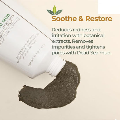 Nature's Sugar - Calming Mud Mask – Deep Pore Cleansing Mask for Face & Body Relief – Detox Skincare for Ingrown Hair, Bumpy, Itchy Skin & Recovery – Spa Treatment with 100% Hungarian Mud – 355 mL