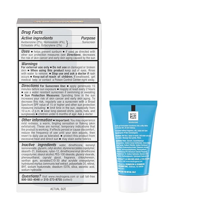 Neutrogena Rapid Wrinkle Repair Retinol Face Moisturizer with SPF 30, Daily Anti-Aging Face Cream, Retinol & Hyaluronic Acid & Trial Size Hydro Boost Facial Cleanser, 0.5 fl. oz