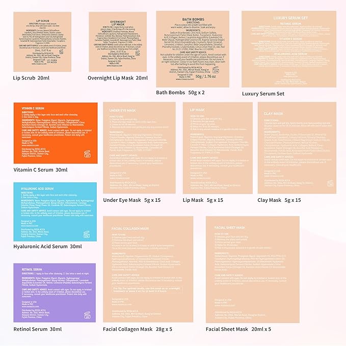 Orange Collagen Gel Overnight Mask Skin Care for Women, 55 Pcs Self-Care Spa Bath & Body Care Basket Gift Set, Face Sheet Mask, Under Eye Patches, Face Serum, Bath Bomb, Christmas, Mother Day, Dad