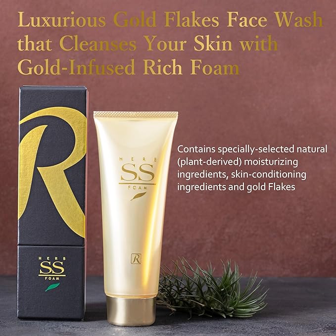 ROYAL HERB SS FOAM Facial Foaming Cleanser Moisturizing with Aloe Vera Leaf Extract, Ginseng Extract and Gold, 4.23 OZ / 120g