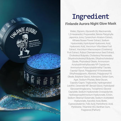 Finlande Aurora Night Glow Mask - 3-Step Overnight Gel Mask w/ 20,000 Aurora Capsules, Ceramide & 8 Hyaluronic Acids - Hydrating Sleep Mask for Smooth & Balanced Skin Korean Skin Care (2.1 oz)