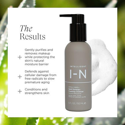 Seed Synergy Foaming Cleanser – 99% Natural, Gentle Face Wash for All Skin Types, with Certified Organic Seed Oils, Sulfate-Free, Antioxidant-Rich, Vegan, Clean Beauty, 5 oz
