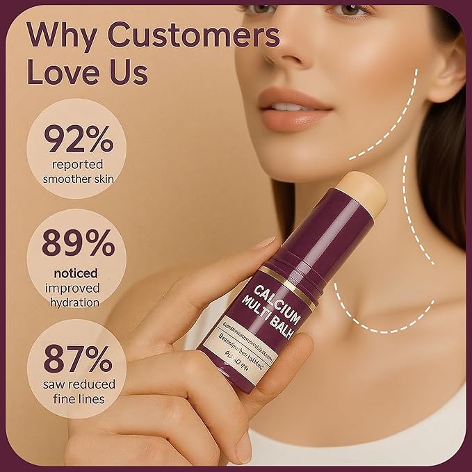 Cemenrete Calcium Multi Balm 2PCS, All-in-One Multi-Action Stick & Anti-Aging Stick, Korean Collagen for Wrinkles, Hydrating Formula for Face, Eyes, Neck & Lips (Set)