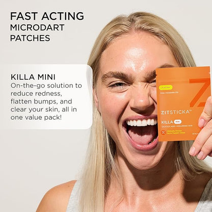 ZitSticka Killa Pimple Patches for Face - World's Most Potent Pimple Patch with Fast-Acting Microdarts - Starts Working within 26 Hours for Deep, Early-Stage Zits - Mini 24 Count
