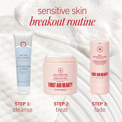 First Aid Beauty Acne Pads for Face - Maximum Strength Acne Treatment - 2% Salicylic Acid Pads Treat Without Drying, (60-ct)