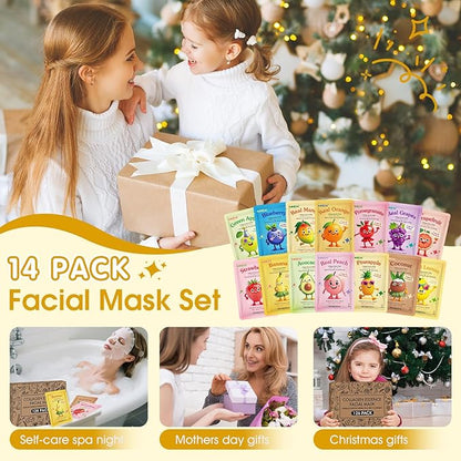 126 Pack Sheet Hydrating Face Masks Skincare for Women, Bulk Fruit Face Mask Skin Care for Kids, Facial Masks Set for All Skin Types, Christmas Birthday Gifts, Spa Party Supplies for Girls Teens