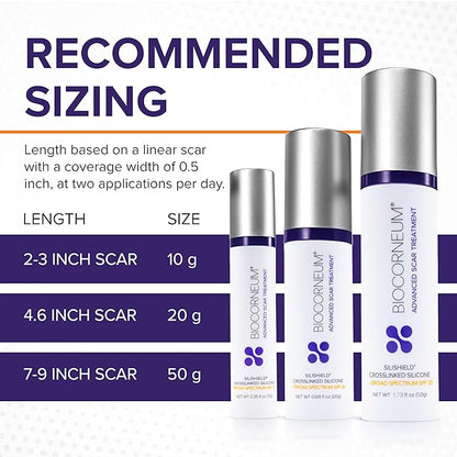 Biocorneum Advanced Scar Treatment with Silishield® & SPF 30 10g – Made in the USA, Fast-Drying, Silicone Scar Gel - Surgeon Recommended for New & Old Scars - Suitable for Children Over 6 Months