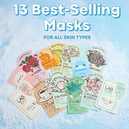TONYMOLY All You Need Mask Set – 13-Piece Face Mask Set with 10 Hydrating Sheet Masks & 3 Eye Masks for All Skin Types, Skincare Variety Pack, Paraben-Free, Travel Size