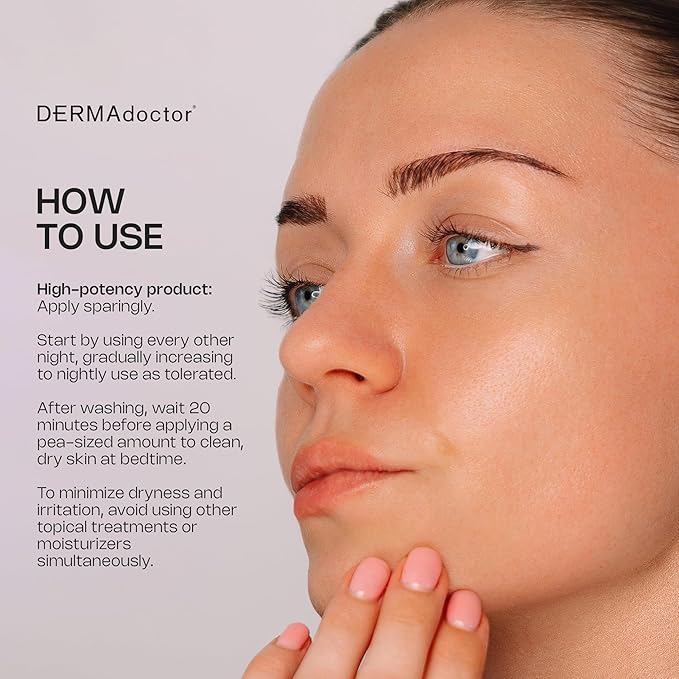 DERMAdoctor Retinol Cream for Face - Stabilized Vitamin C, Vitamin E, Ferulic Acid Anti Aging Face Cream 1% Retinol Facial Moisturizer Night-Cream for Dullness, Discoloration, Fine Lines, & Wrinkles